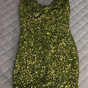 AKIRA Green Sequin Mini Dress